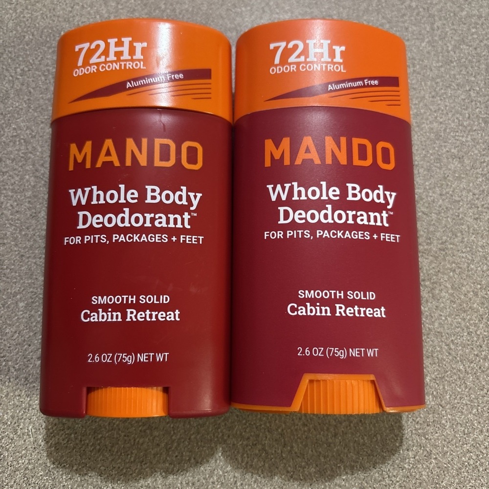 Mando 72 Hour Whole Body Deodorant Smooth Solid Cabin Retreat Scent‎ X2